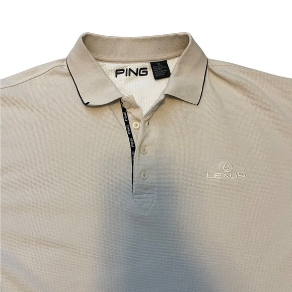 Ping/ Lexus cream with black trim mens polo style shirt size XL - Picture 3 of 10